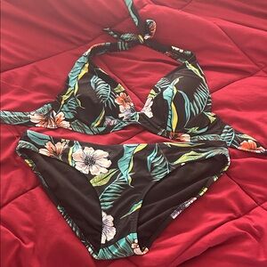 Old navy Floral Black Bikini Set medium